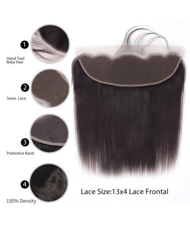 12 Inch Brazilian Virgin Straight Lace Frontal Closure - 150% Density HD Frontal - Natural Black Color - Buy Online on GoSupps.com