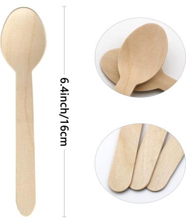 100pcs Disposable Wooden Cutlery Spoons - Eco-Friendly & Biodegradable - 6.4 Inch - Ideal for Events, Camping, Picnics - Buy Online on GoSupps.com