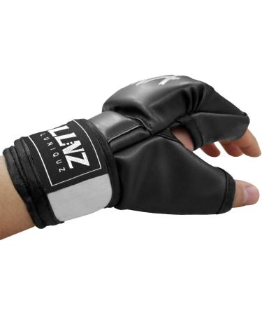 Luniquz MMA Gloves - Kids & Adults Punching Bag Boxing Sparring Grappling Half Finger Gloves with Thick Padding and Long Wrist Wrap - Black (Small) - Buy Online on GoSupps.com