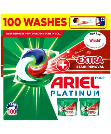 Ariel Platinum Washing Pods 100 Washes 2320G +Extra Stain Removal On top fresh 100 count (Pack of 1) - Buy Online on GoSupps.com