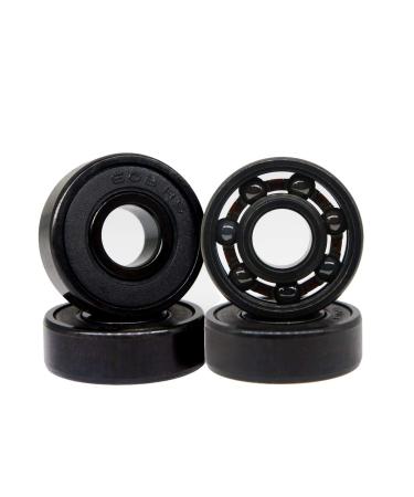 Z-FIRST High Speed 608RS Hybrid Black Ceramic Bearings for Longboard, Inline Skates, Skateboard, Scooters, Skateboard and More (Pack of 4, Black)