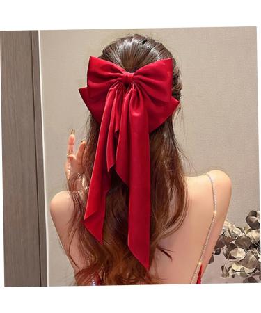 DRESSOOS Satin Ribbon Hairpin Hair Clips for Bows for Hair Giant Bow Hair Clips Red Hair Bow Hair Clips for Makeup Barrettes for Thick Hair Large Hair Bows for Dense Miss Holder - Buy Online on GoSupps.com