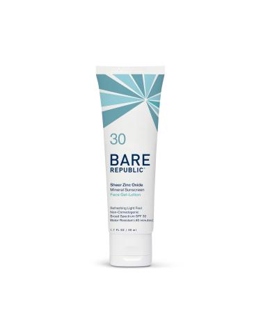 Bare Republic Mineral Gel Sunscreen SPF 30 Sunblock Face Lotion Light and Hydrating Skin Care 1.7 Fl Oz 1.7 Fl Oz (Pack of 1) - Buy Online on GoSupps.com