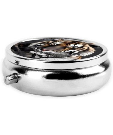 Buy Tiger Round Pill Box Organizer - 3 Compartments Portable Travel Pill Box for Purse & Pocket - International Shipping - Buy Online on GoSupps.com