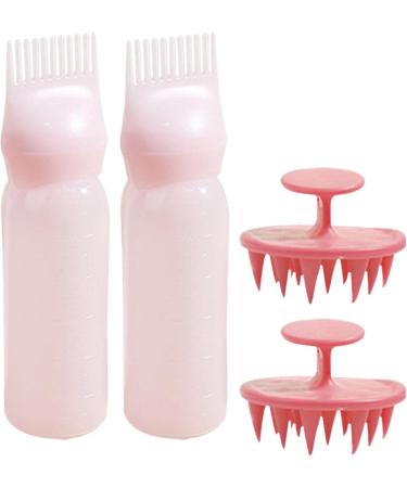 2 pcs Root Comb Applicator Bottle with 2 Scalp Massager Shampoo Brush 6 Ounce Plastic Squeeze Bottle Applicator Brush Home Salon Hair Coloring and Scalp Treatment Tool(Pink) - Buy Online on GoSupps.com