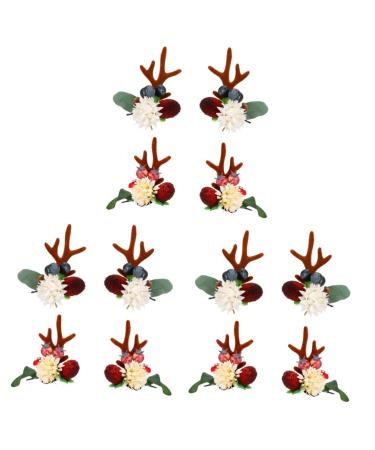 FRCOLOR 6 Pairs Reindeer Antler Hair Clip Cute Reindeer Antlers Christmas Hair Accessories Deer Ear Hairgrips Christmas Xmas Hair Clamp Headpiece Christmas Horn Filler Bow Tie Child