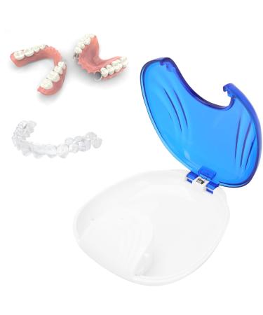 Picked suitcases portable dental box for artificial teeth fakeed tooth cover earplugs Storage container tooth correction holder for the trip (blue)