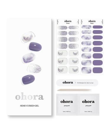 ohora Semi Cured Gel Nail Strips (N Goblin Moon) - Works with Any UV Nail Lamps, Salon-Quality, Long Lasting, Easy to Apply & Remove - Includes 2 Prep Pads, Nail File & Wooden Stick