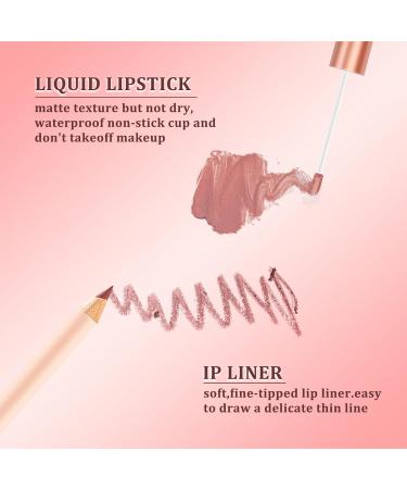 INBOLM Lip Liner and Lipstick Set Nude Lip Liners with Nude Lipstick for Women Nude Lipstick Non-Stick Cup Matte Waterproof Nude Lipstick Makeup Kits Make Up Gift Set for Lady (07#) - Buy Online on GoSupps.com