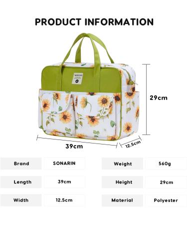 SONARIN Large Capacity Waterproof Baby Changing Tote Bag - Stylish Portable Diaper Bag with Shoulder Strap & Changing Mat, Sunflower Design - Buy Online on GoSupps.com