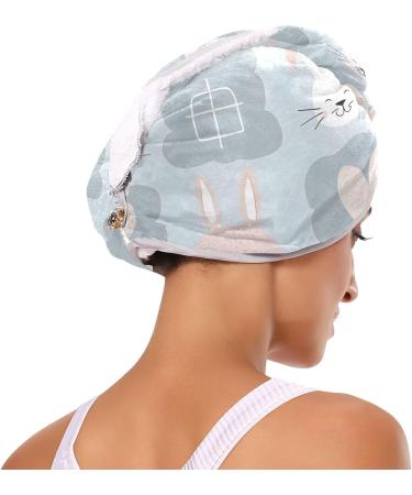 Pink White Rabbit Hair Towel 2 Pack - Super Absorbent Quick-Dry Hair Turbans for Women & Girls - Buy Online on GoSupps.com
