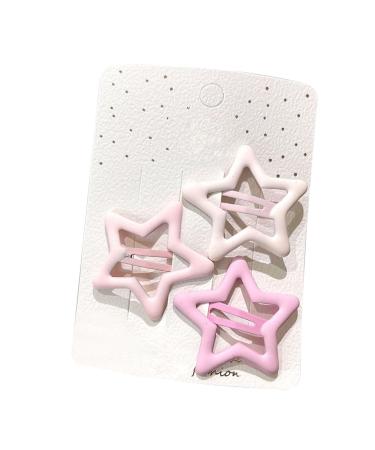 Star Hair Clips Hollow Star Barrettes Mixed Color Cute Hairclips for Women Girls Lightweight Secure Hold Aesthetic Whimsy Hairstyling Accessories (Pink)
