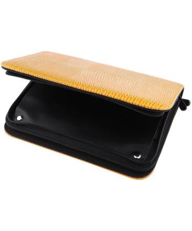 Leather Scissors Salon Hair Barber Shear Hairdressing Holder Pouch Case Bag Simple Classical Style Double Layered Design - Yellow 26 x 17cm - Buy Online on GoSupps.com