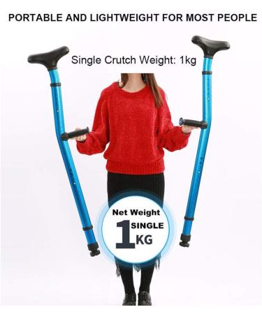 JUNZAI Lightweight Adjustable Underarm Crutches Aluminum Alloy Tube with Arm Support of Double-Function Shock Absorber Medical Fracture Aids for All Kinds of People or Obese People - Buy Online on GoSupps.com