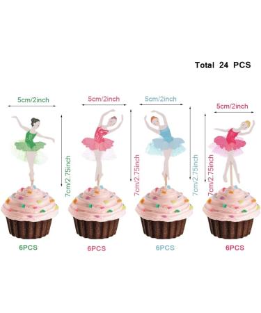 Kawailay 24-Piece Ballerina Cake Decoration Set - Dancing Cupcake Toppers for Girls' Birthday Wedding and Party Celebrations - Buy Online on GoSupps.com