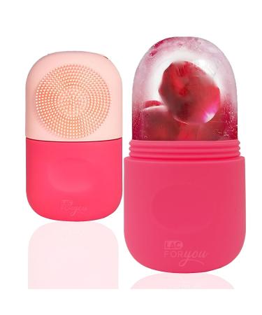 LAC FOR YOU Ice Roller + Face Scrubber - Health and Beauty Products Facial Ice Roller Pore Reducing Wrinkles Tightening Light Pink/Dark Pink