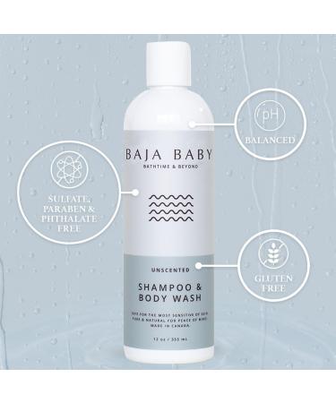 Baja Baby Unscented Shampoo & Body Wash - Organic Gluten-Free Vegan EWG VERIFIED - Ideal for Sensitive Skin - All Natural Tear-Free Hypoallergenic & Paraben-Free - 12 oz - Buy Online on GoSupps.com