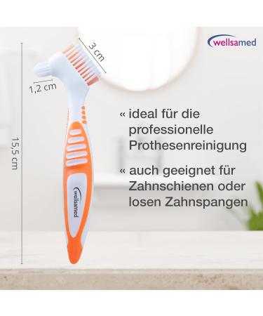 Wellsamed Denture Toothbrush - Effective Third Teeth Brush (1 Piece Orange) for Gentle Cleaning - Buy Online on GoSupps.com