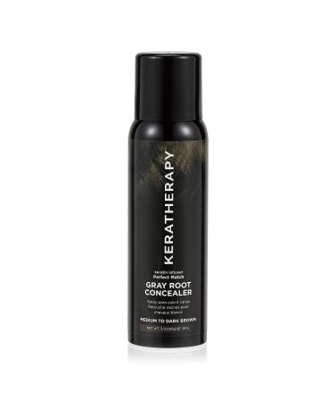 Keratherapy Keratin Infused Perfect Match Gray Root Concealer Spray  Dark Brown  3 oz  118 ml - Root Cover Up Spray to Hide Gray Roots - Keratin Therapy Hair Darkening & Temporary Scalp Concealer