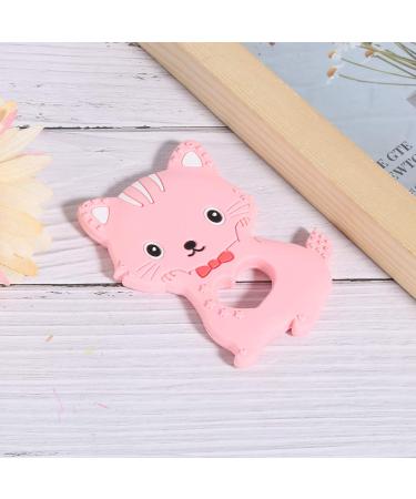 Buy Pink Cartoon Cat Shape Silicone Teething Toy for Babies - Easy Grip for Kids | International Shipping - Buy Online on GoSupps.com