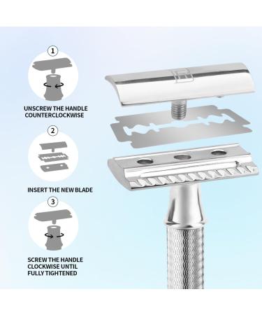 BAILI Stainless Steel Safety Razor - Double Edge Wet Shaving for Men & Women | Includes 5 Swedish Platinum Blades - Buy Online on GoSupps.com