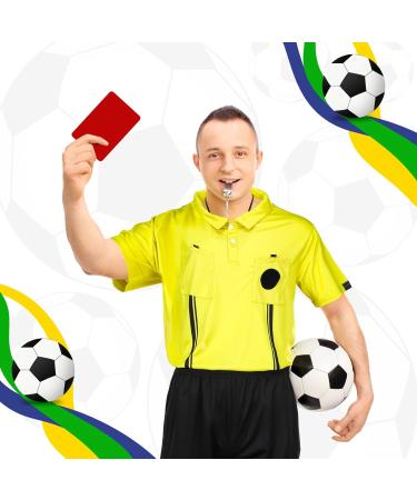 Hicarer 6 Pcs Football Soccer Referee Package Kit Men Referee Costume Ref Shirt Linesman Flags Referee Whistle Soccer Referee Cards Sport Soccer Accessory for Adult Teenager Small - Buy Online on GoSupps.com