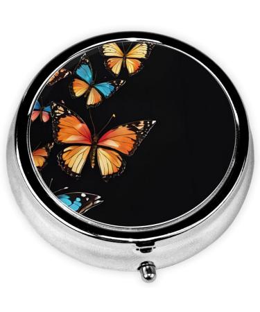 Pretty Butterfly Printed Mini Pill Box - 3 Compartment Portable Organizer for Travel Home & Office - Buy Online on GoSupps.com