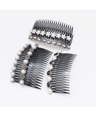 Aoxmas 5PCS 20 Teeth Hair Comb Set with Pearl Flower Rhinestone Buttons - Women's Hair Accessories - Buy Online on GoSupps.com