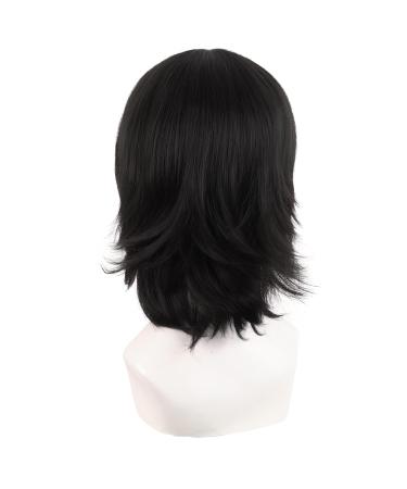 MapofBeauty 14 Short Anime Wig with Bangs & Wolf Tail - Black Cosplay Synthetic Hair for Parties - International Shipping Available - Buy Online on GoSupps.com