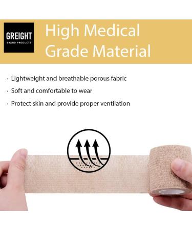 Self Adhesive Bandage Wrap 2 Inch x 5 Yards - Breathable Athletic Cohesive Bandage for Sports Injuries Ankle Knee & Wrist Sprains (Pack of 6 Tan) - International Shipping Available - Buy Online on GoSupps.com