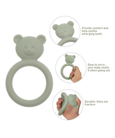 Meanus Bear-Shaped Silicone Teething Rings for Babies | BPA-Free Sand & Light Grey Toy - Buy Online on GoSupps.com