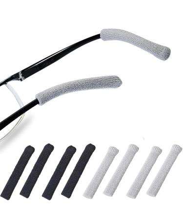 Vifirstew 4 Pairs Non-Slip Eyeglass Holders for Glasses Sunglasses Knitted Black / Gray