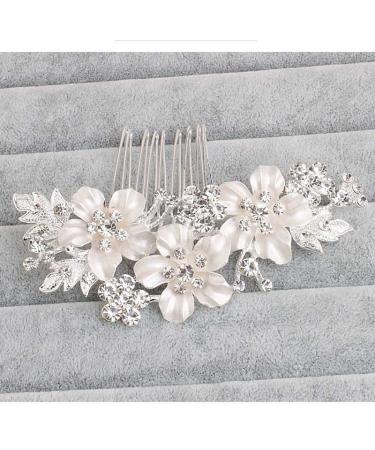Suandsu Rhinestone Crystal Bridal Hair Comb - Silver Hair Piece Accessories - Buy Online on GoSupps.com