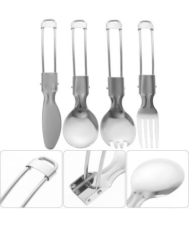 Mobestech Folding Spoon Fork Set Portable Camping Cutlery Salad Server Stainless Steel Serving Spoons Appetizer Forks Dessert Forks Scoop for Travel Outdoors - Buy Online on GoSupps.com