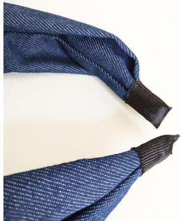 Denim Bow Knot Headband Jean Knotted Hairband Bowknot Hair Hoop Wide Head Band Cross Knot Hair Accessories for Women Blue - Buy Online on GoSupps.com