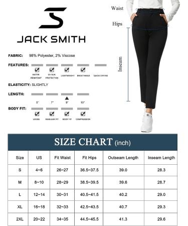 JACK SMITH Women's Stretch Golf Pants with Pockets - Black, Large | Lightweight & Business Casual - Buy Online on GoSupps.com