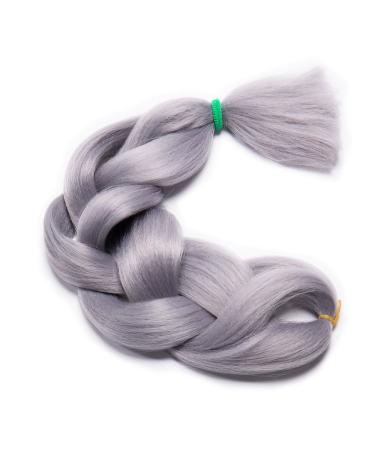 Tess Braids Extensions 60 cm - 3 Pack Jumbo Kanecalon Hair Braids | Silver Gray Box Braids - 100g/Bundle - Buy Online on GoSupps.com