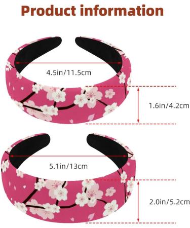 Headbands Women Hair Head Bands 2 Pieces Wide Top Turban Velvet Hair Bands Elastic Headband Pink Floral Flower Fashion Head Wrap 2 Size Multi-colored 4 - Buy Online on GoSupps.com