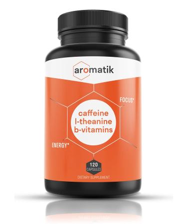 Caffeine L-Theanine Focus Supplement | Caffeine (100 mg) + L-Theanine (200 mg) + B Vitamins | Energy Focus Cognition | USA Made at FDA Registered Facility | Vegan Capsules | 120 Servings
