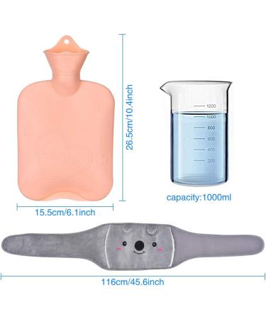 Queta Hot Water Bottle 1000ml - Thick Rubber Heat Bottle with Soft Plush Cover for Waist Abdomen Hands Shoulders & Neck Warmer - Ideal for International Shipping - Buy Online on GoSupps.com
