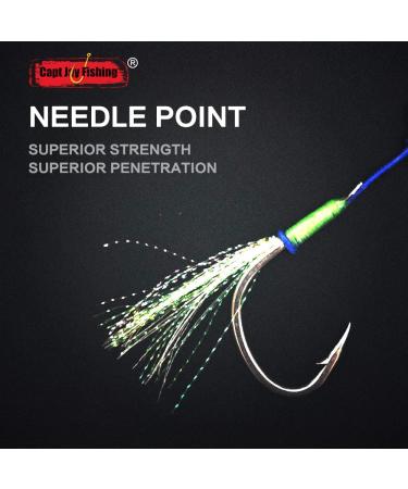 Capt Jay Fishing Assist Hooks - 3 pcs 5/0 Glow Green Jigging Hooks for Slow & Fast Jigs - Buy Online on GoSupps.com
