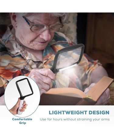Folding Handheld Magnifying Glasses with Light 3X Large Rectangle Reading Magnifier with 10 LEDs for Seniors with Macular Degeneration Newspaper Books Small Print for Low Visions (Black & White) - Buy Online on GoSupps.com