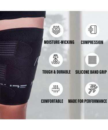 Pure Athlete Thigh Compression Sleeve with Adjustable Straps - Black X-Large - Buy Online on GoSupps.com