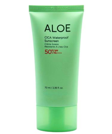 Aloe Cica Waterproof Sunscreen SPF50+ PA++++ 2.36 fl oz(70ml) Lightweight Daily Sunscreen for Face & Body