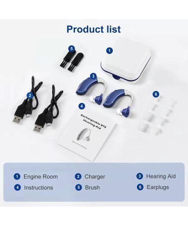 Rechargeable Hearing Aids for Seniors with Noise Cancelling - Blue | Nano Digital Amplifier for Invisible Hearing Loss - Buy Online on GoSupps.com