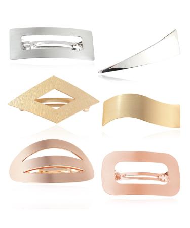 6 Pieces Women Metal Hair Barrettes French Elegant Clips for Girls Minimalist Hollow Hair Clips Pins Retro Spring Hair Accessories  Gold  Silver and Rose Gold