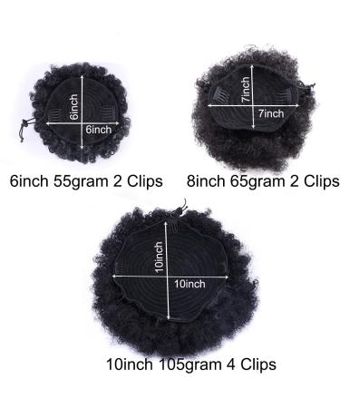 10 Inch High Puff Afro Curly Wig Ponytail | Synthetic Kinky Curly Hair Bun | Drawstring Clip In | Color 1B 30 | International Shipping Available - Buy Online on GoSupps.com