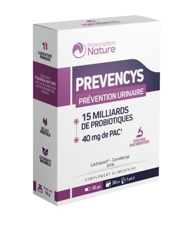 Prescription Nature - PREVENCYS - Urinary Comfort - Food Supplement Based on Plant Extracts (Nettle, Cranberry) and Probiotics (15 Billion) - Made in France - 30 Capsules
