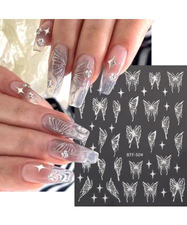 Bronzing Laser Butterfly Nail Stickers - 3D Metallic Butterfly Decals for Women (8pcs) - Buy Online on GoSupps.com