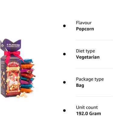 Popcorn Shed Snack Selection Gift Box | 8 Bags of Gourmet Popcorn Inside | Vegetarian Gift | Luxury Popcorn Snacks for Foodies Popcorn Selection Gift Box - Buy Online on GoSupps.com